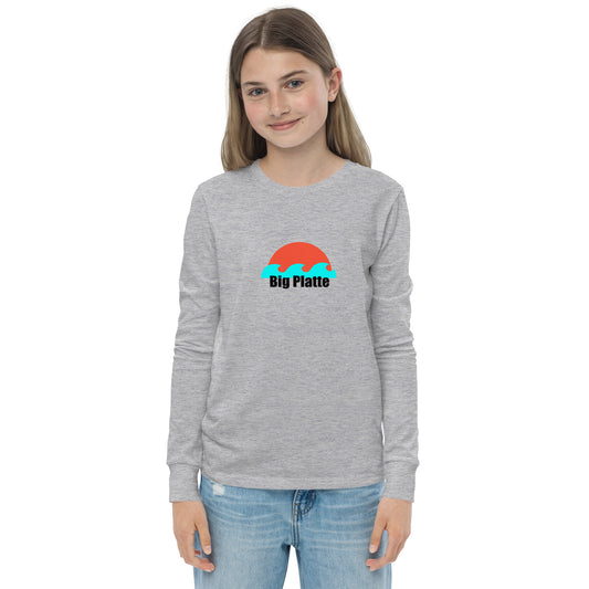 Youth long sleeve tee - Big Platte Red Sun Blue Wave
